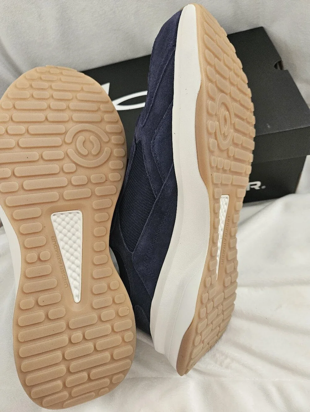 NWT Under Armour UA Edge Suede Mens 13 Navy Blue Charged Sneakers